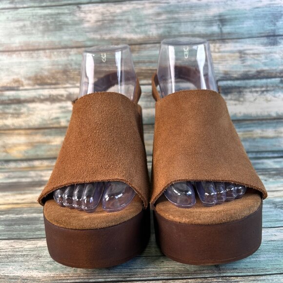 BioNatura Platform Slingback Sandals Size 9 Brown Suede Formal Chunky Block Heel - Picture 4 of 13